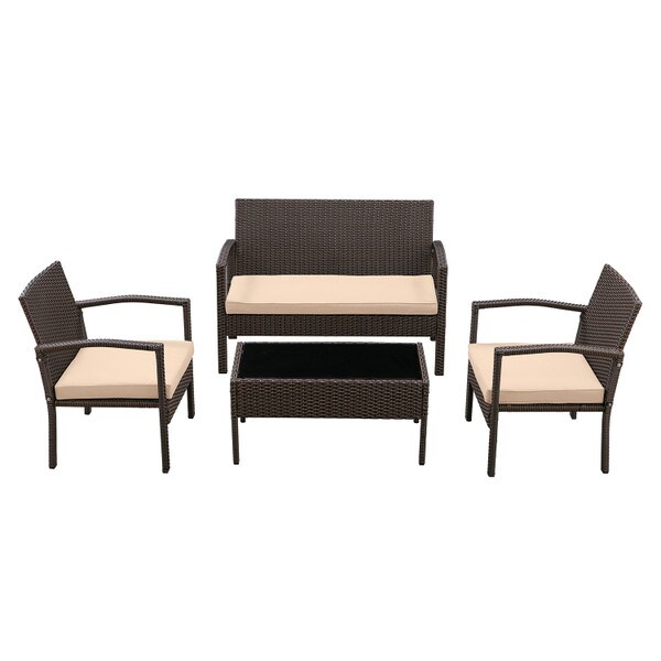 Brown wicker conversation set